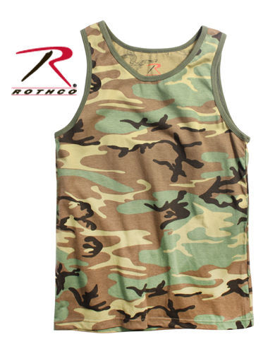 Mens Tank Top – Camouflage Woodland Camo by Rothco ARMY TANK TOP S M L XL 2X 3X