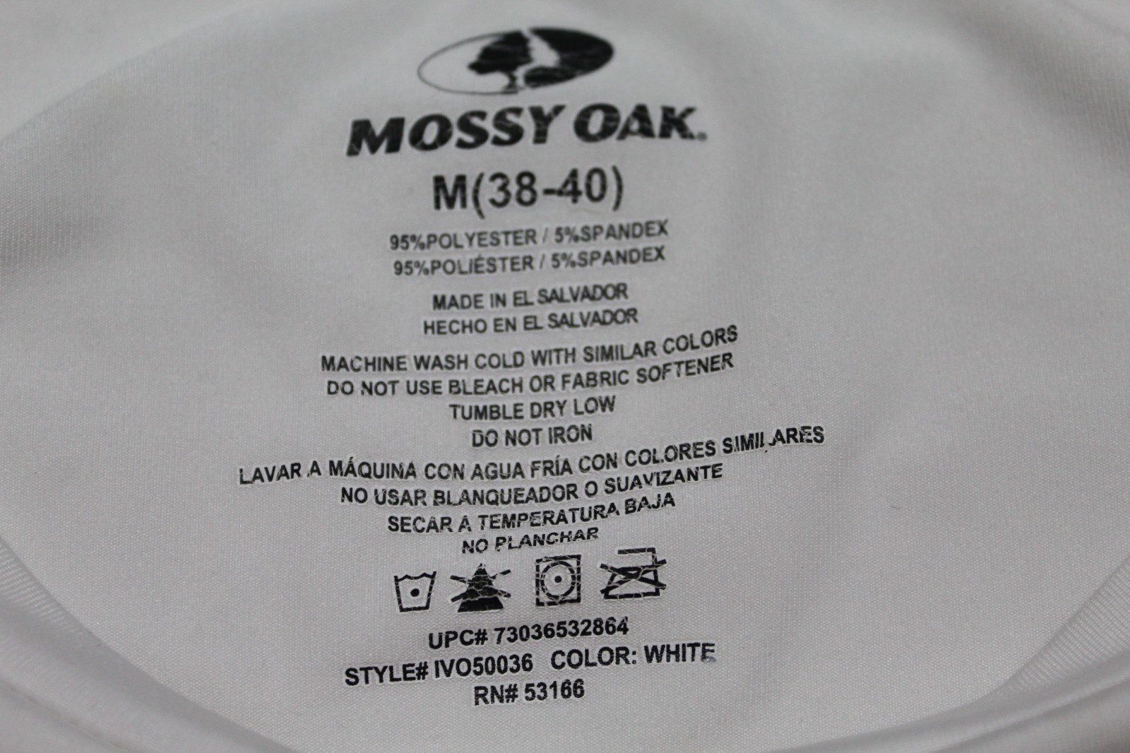 Mossy Oak Double Sided Polyester/Spandex Blend Athletic White T-Shirt Medium