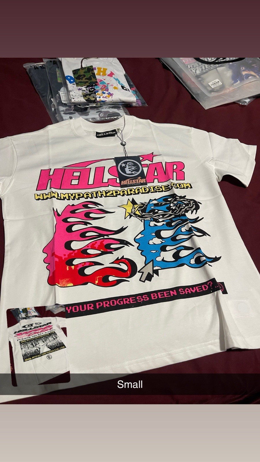 Hellstar Men’s White Graphic Logo Print Crew Neck Short Sleeve T-Shirt Size S