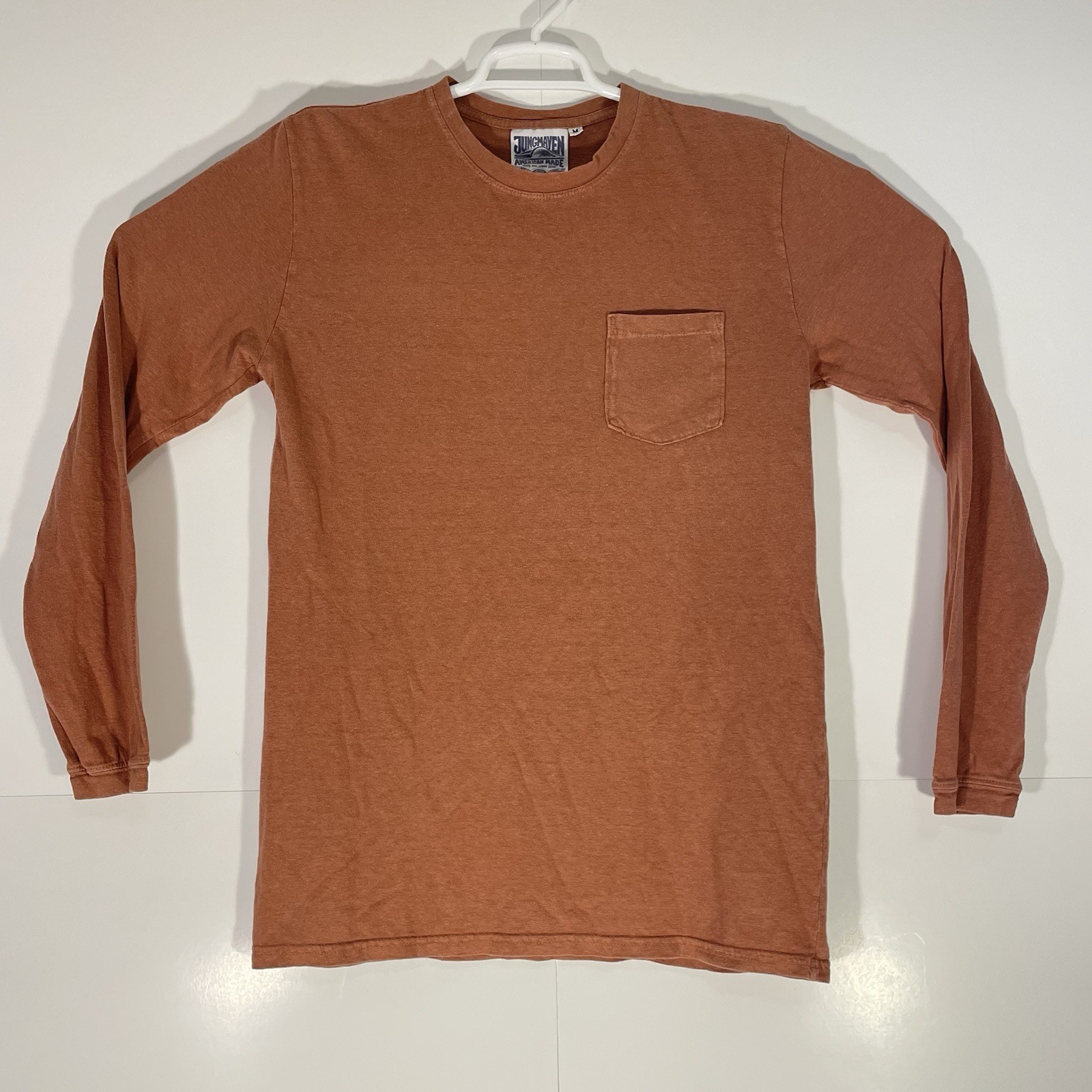 Jungmaven Pocket T Shirt Burnt Orange Long Sleeve Hemp Organic Cotton Men Medium