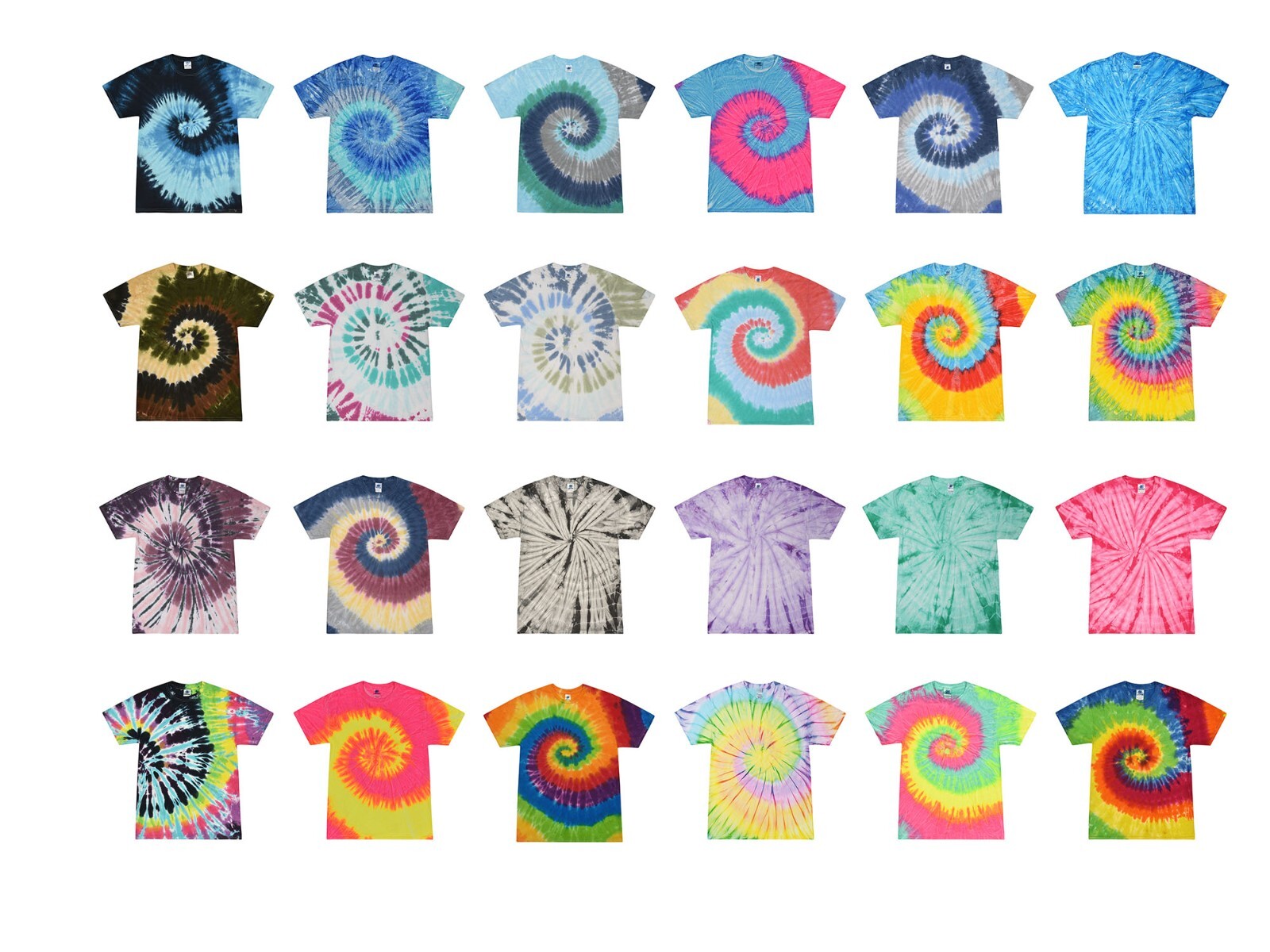 Multi-Color Tie Dye T-Shirts, Kids & Adults Short Sleeve Cotton Colortone