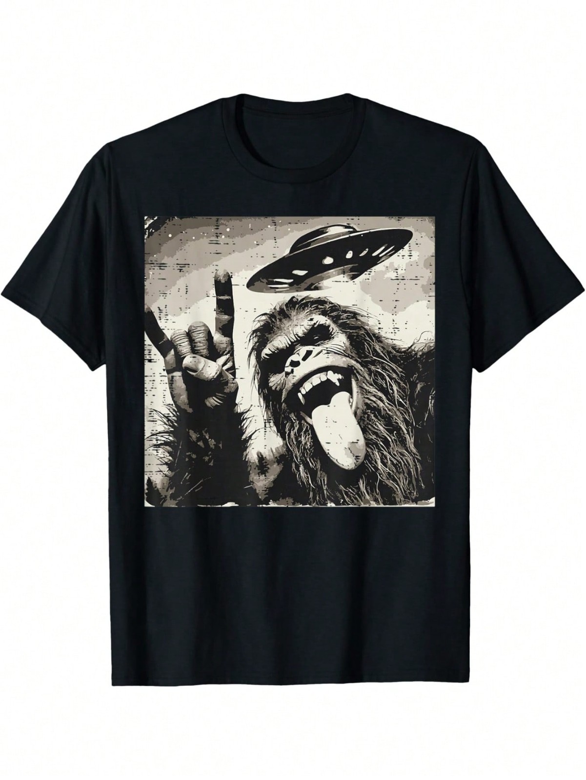 Big-Foot Rocker Tongue Ufo Selfie Sasquatch Rock Men T-Shirt For Men