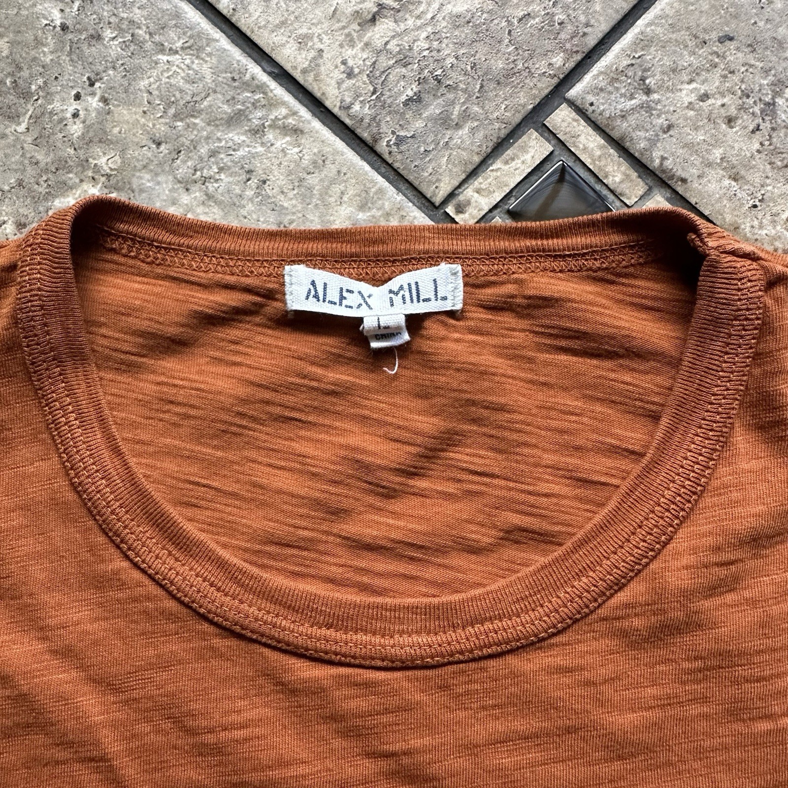 Alex Mill Tee Shirt Mens Large Short Sleeve Burnt Orange 100% Cotton