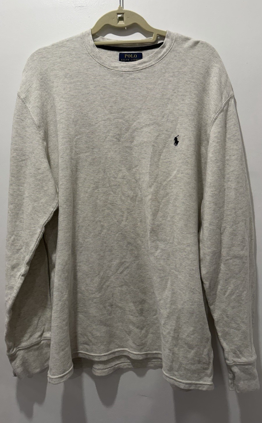 Polo Ralph Lauren Men’s Gray Waffle Knit Crew Neck Long Sleeve T-Shirt XL