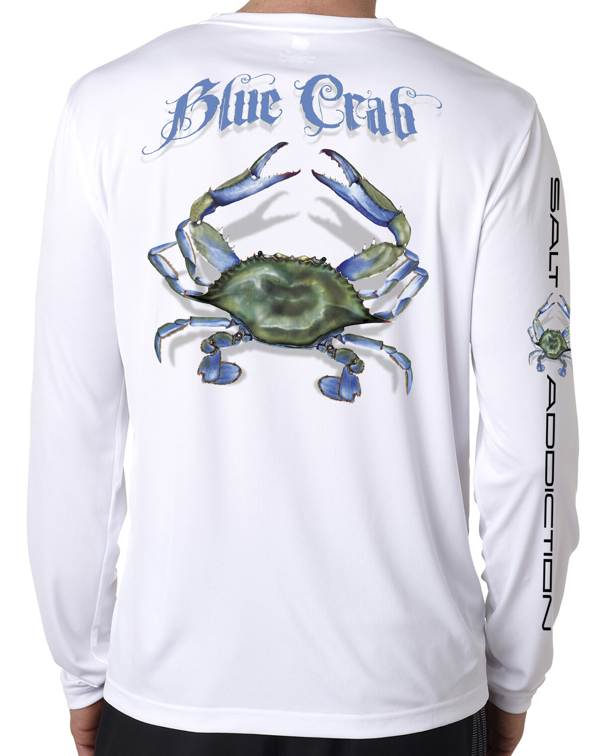Salt Addiction Blue Crab t shirt long sleeve microfiber saltwater uv 50+