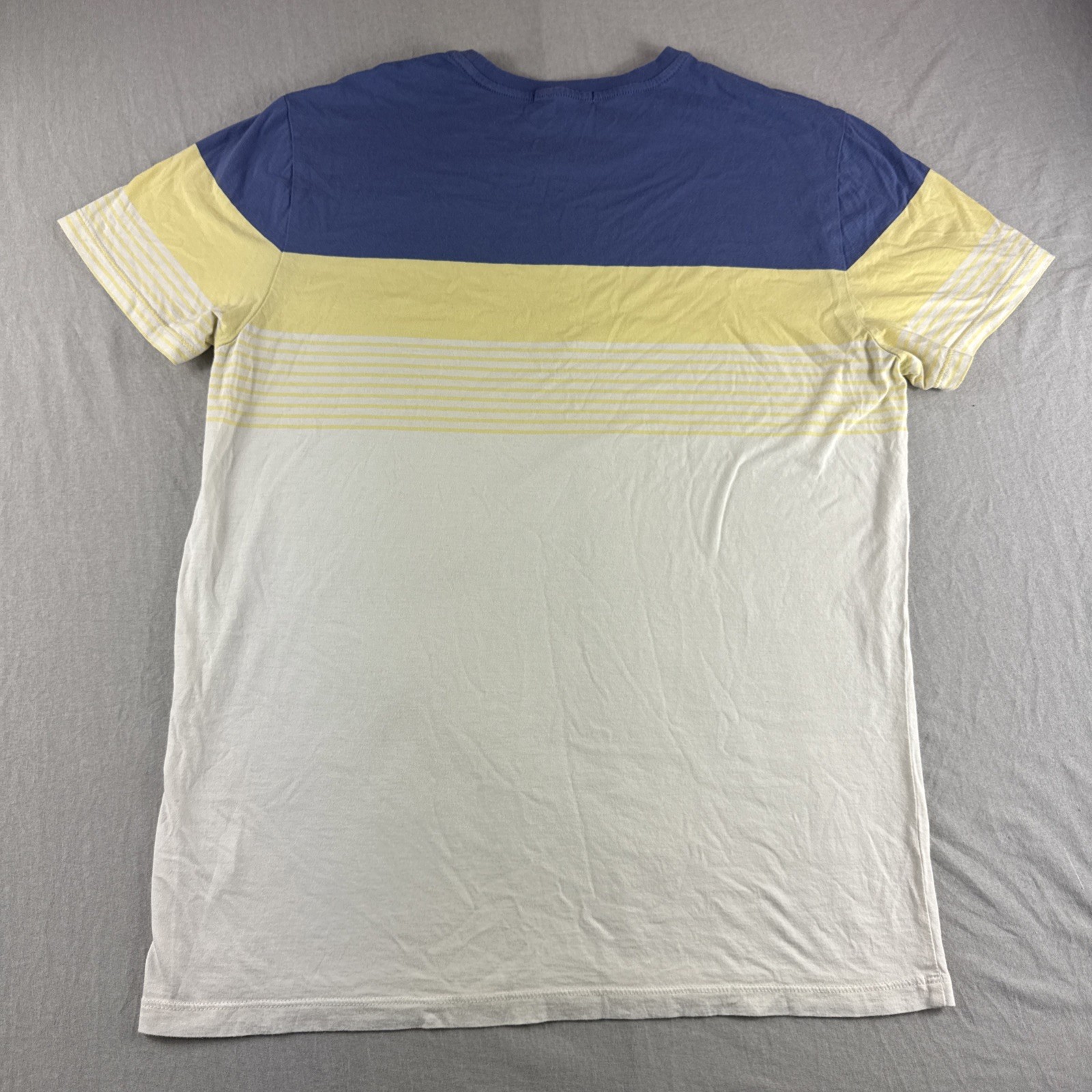 Marine Layer Air Crew T-Shirt Mens M/L Striped Chambray Short Sleeve Blue Yellow