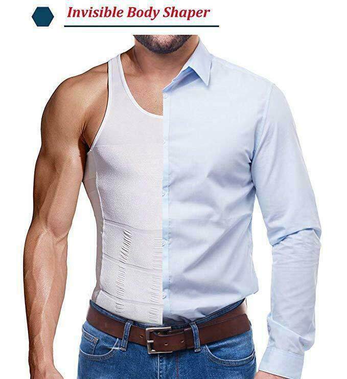 New Men’s Slimming Body Shaper Compression T-Shirt Round Neck Short Sleeve Top