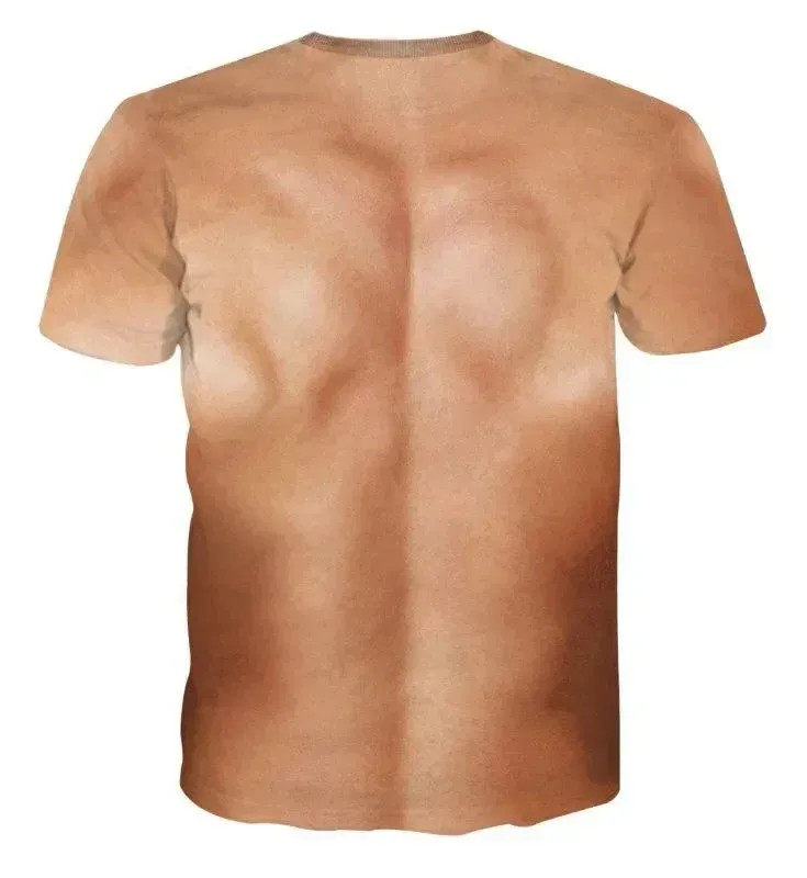 Muscle 3D T-shirt Muscle Tattoo Print T-shirt For Summer Beach Holiday Men Short