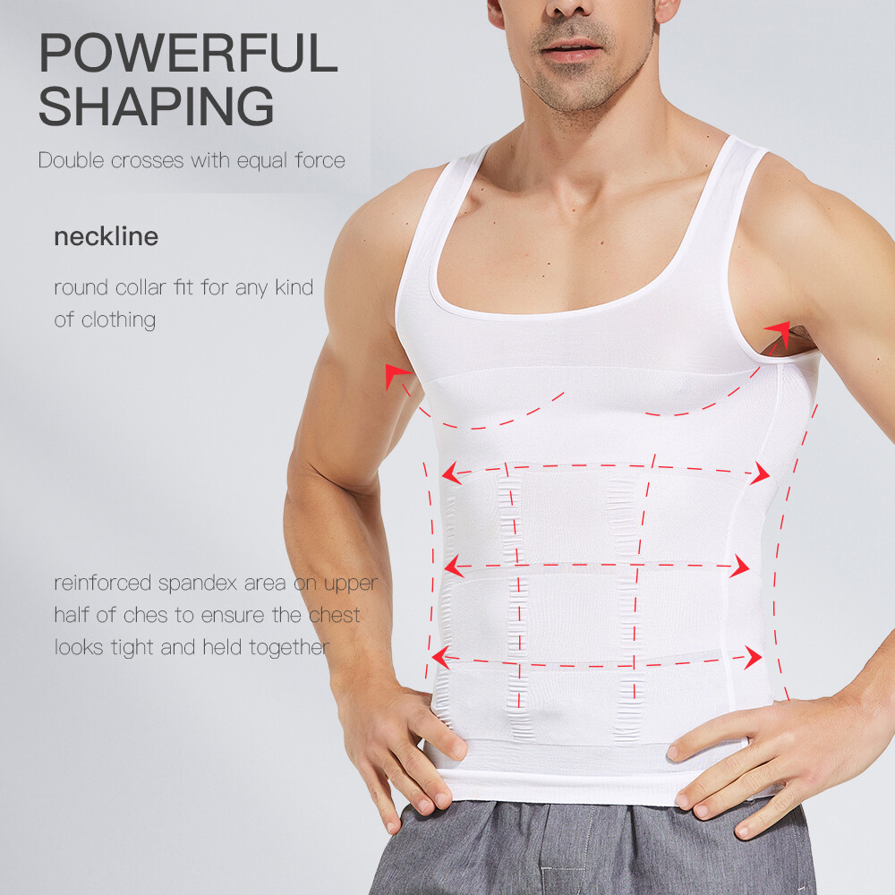 Men’s Body Shaper Toning T-Shirt Ultra Durable Tank Compression Underwear Vest