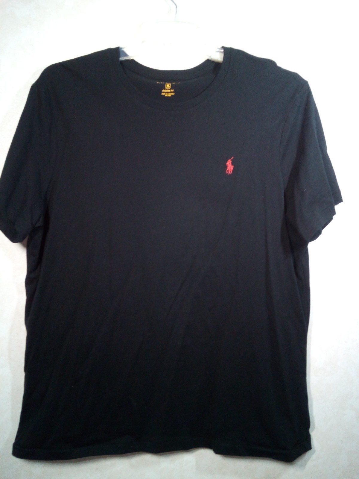Polo Ralph Lauren T-Shirt Men XL Custom Fit Black Red Pony Crew Short Sleeve