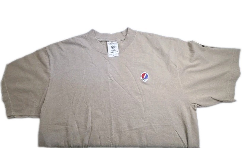 Shaka Wear Grateful Dead Steal Your Face Embroidered Tee L Beige