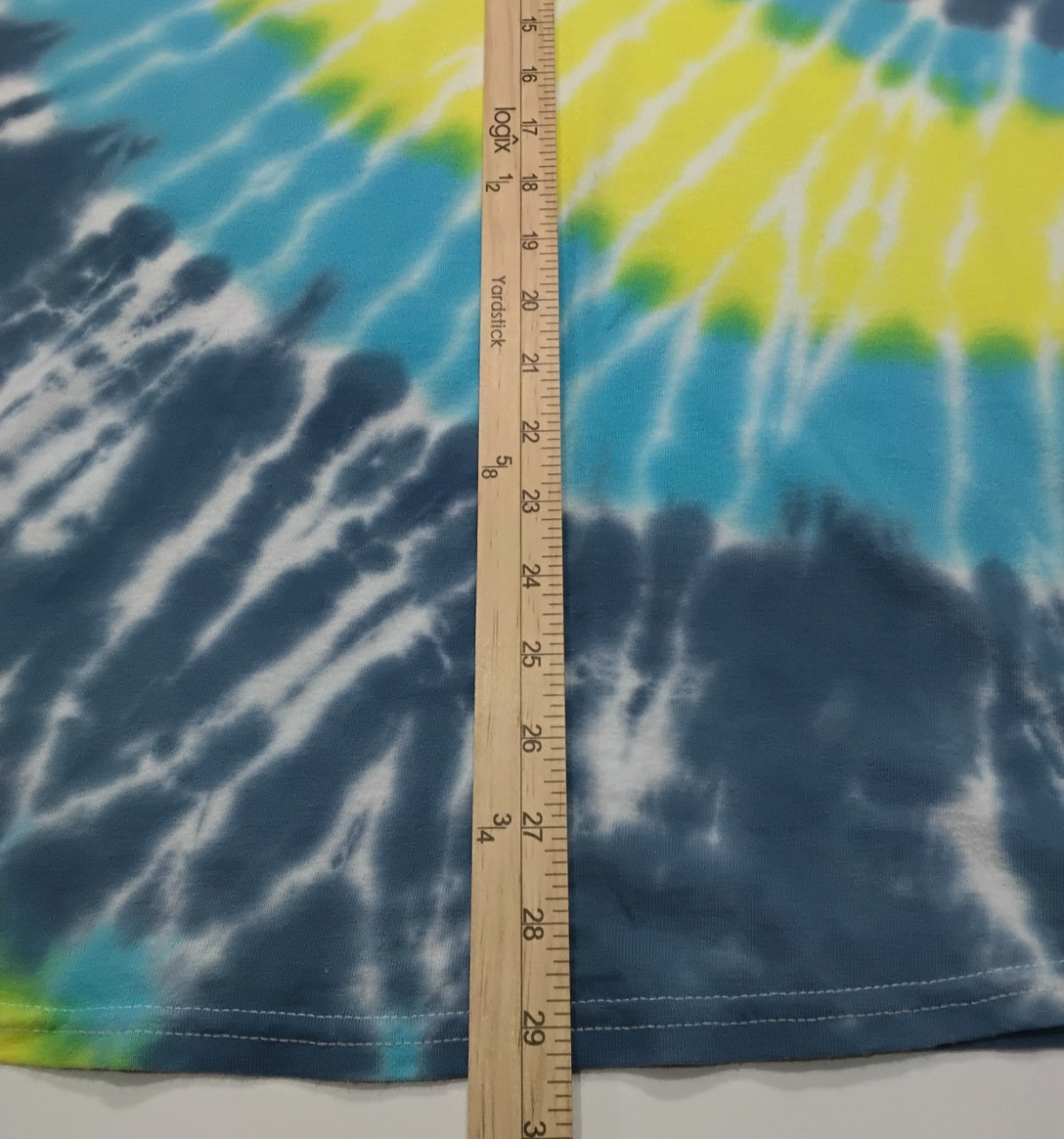 New Tie Dye Men’s T-Shirt Yellow Blue Adult Large Multicolor Summer Spiral