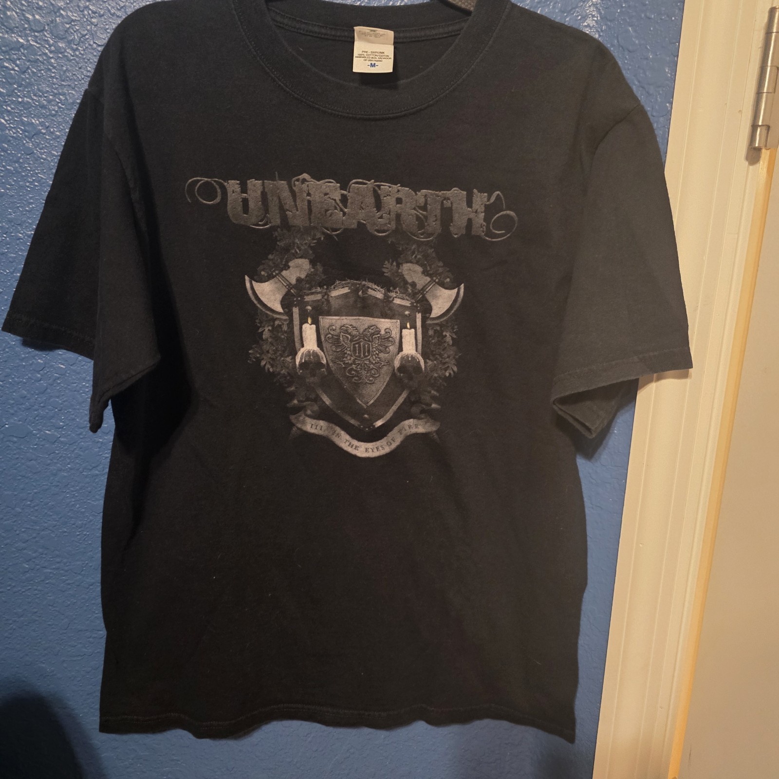 Unearth III In the Eyes of Fire T-shirt Metal Core Black Graphic Tee Size M
