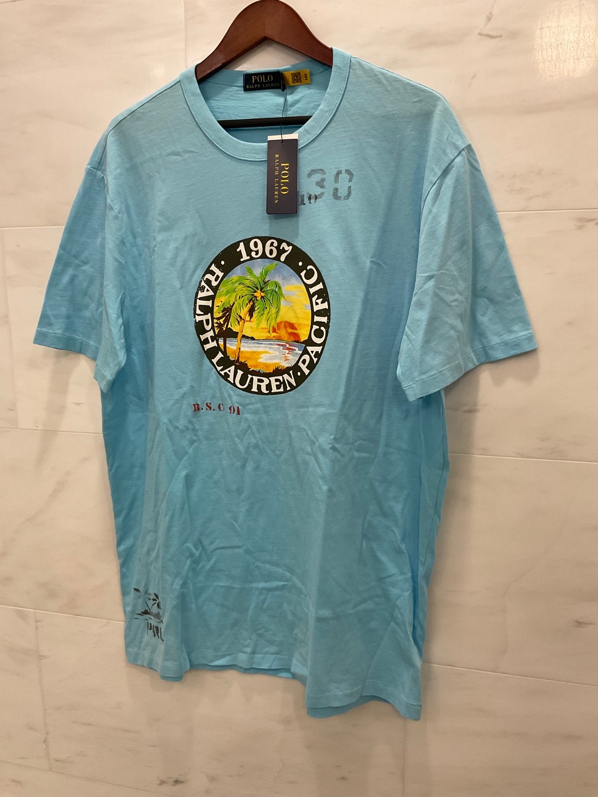 Polo Ralph Lauren Aqua “Ralph Lauren 1967 Pacific” Beach Short Sleeve T Shirt