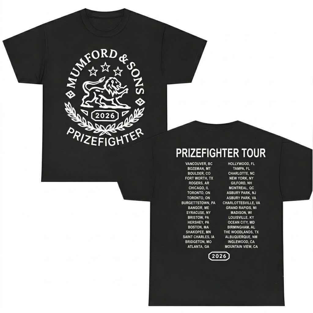 Mumford And Son Prizefighter Tour 2026 Lion Dates T-Shirt All Sizes CB0581