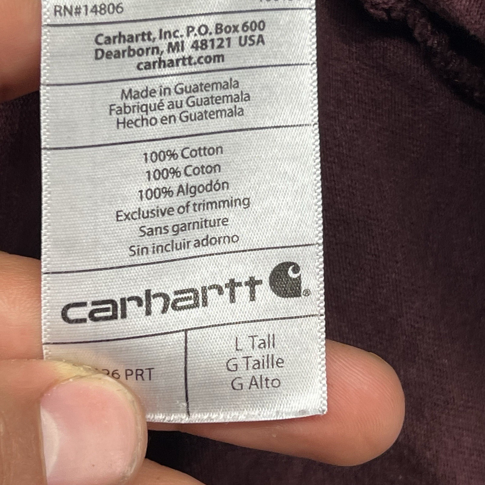 Carhartt Shirt Mens Large Tall LT Red Pocket T Relaxed Loose Long Sleeve Crew