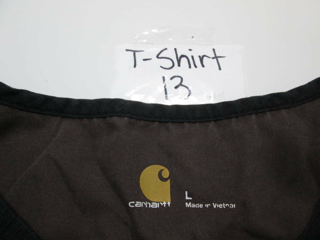 Carhartt Mens Size L V-Neck Shirt Black Pleated Chest Pocket Logo Print Casual