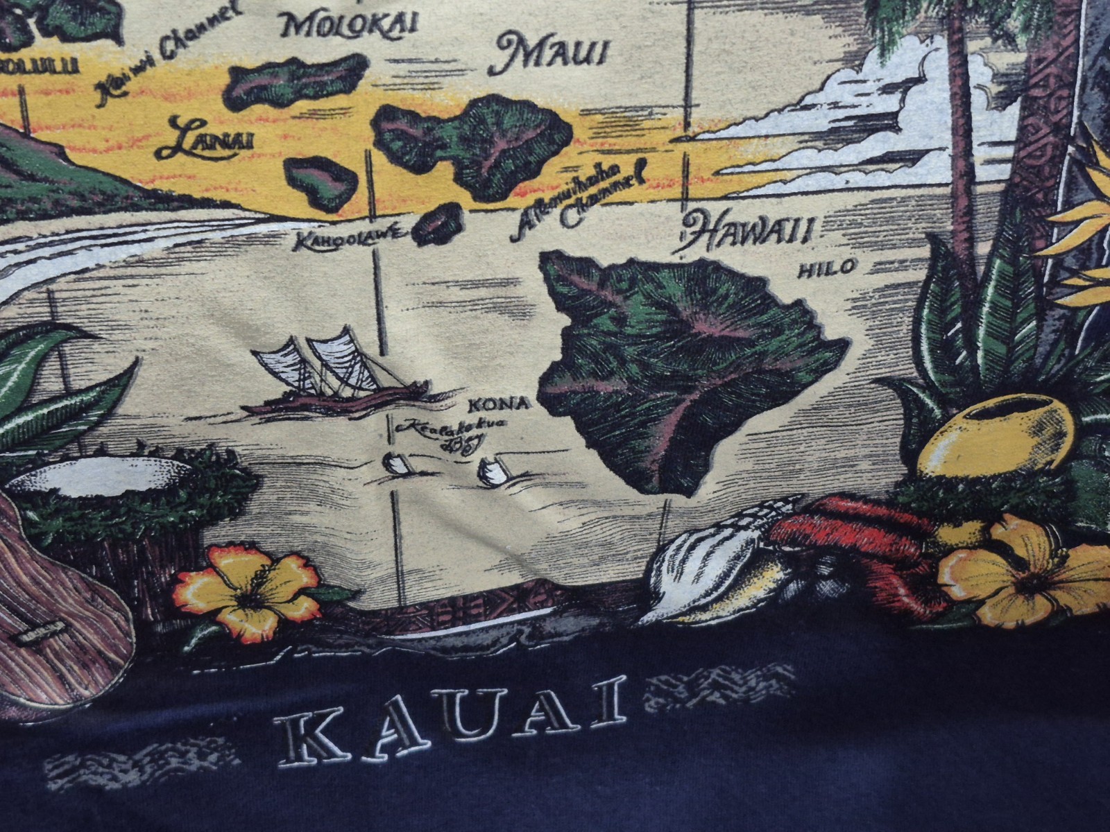 Kauai 100%Cotton Large Navy T-shirt Machine Washable