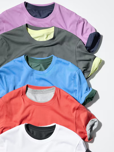 [2PCS SAME COLOR] UNIQLO Dry collar crew neck T-shirt XS-4XL 16Colors Unisex NWT