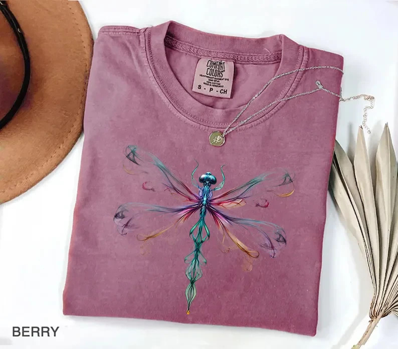 Boho Dragonfly Shirt Watercolor Nature Graphic Tee Artistic Aesthetic Gift