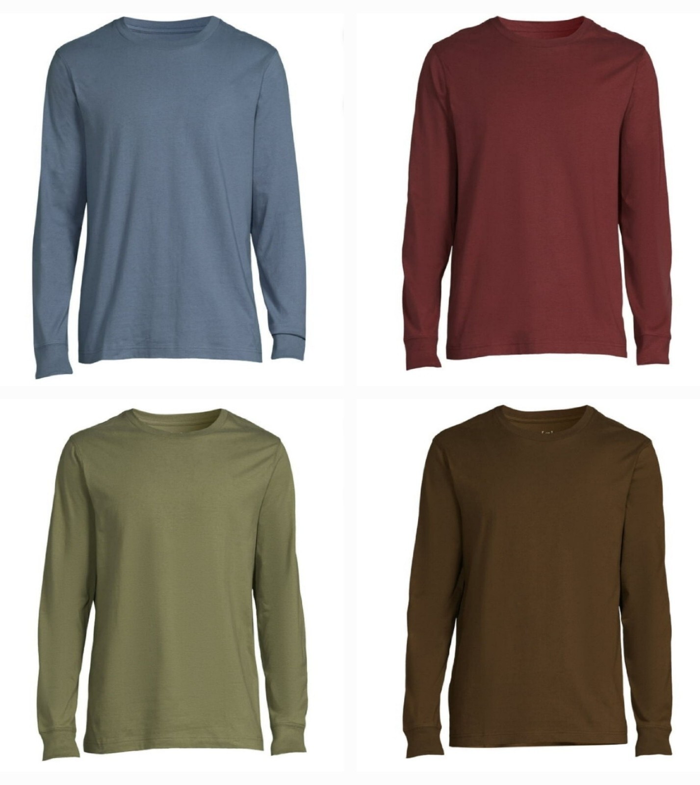 George Men’s Pick Color Long Sleeve Crew-Neck Solid Plain T-Shirts Tee: S-XL