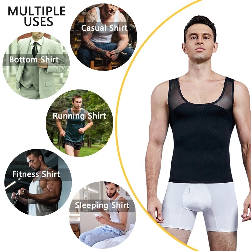 Men Slimmer Body Shaper Vest Abs Abdomen Compression Shirt Workout Tank Tops US