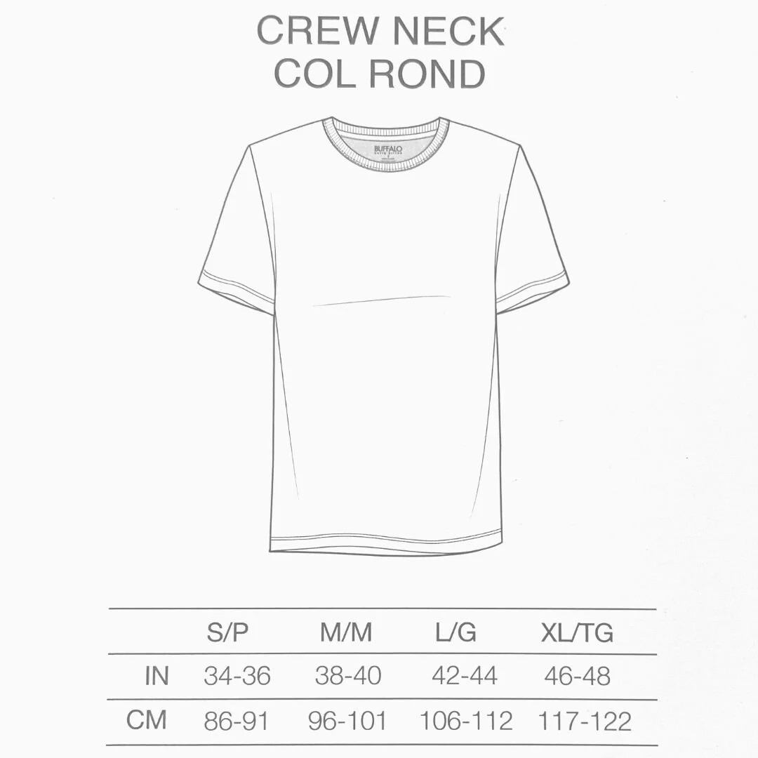 Buffalo David Bitton Men White Crew Neck T-Shirt 100% Cotton ( 1-Item)