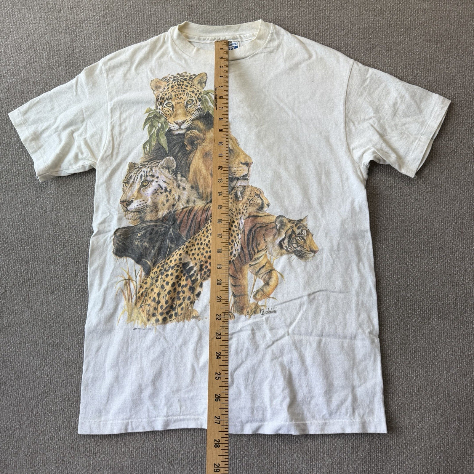 Vintage 1989 Biolchini Big Cat Men’s L T-Shirt Leopard Lion Tiger Single Stitch