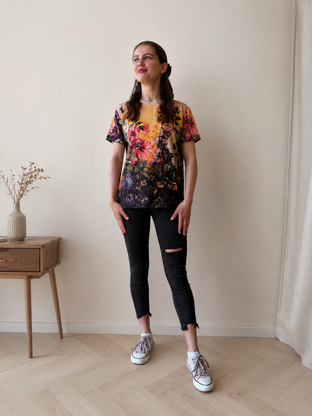 Wearable Art T-Shirt Floral Garden Print by Natalia Savchenko Women’s To Ukraine