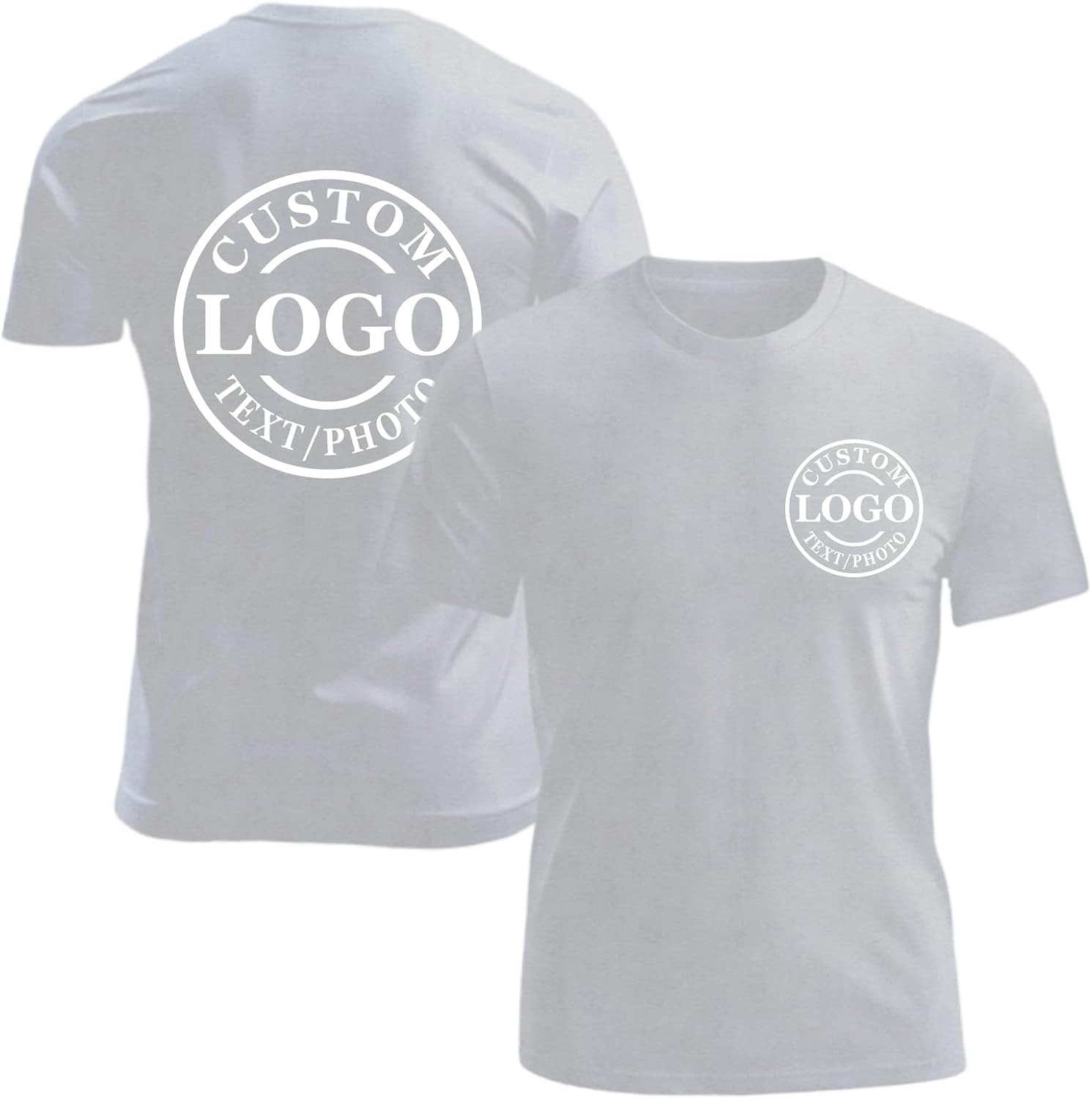 Custom Business Logo T-Shirt Front Back Upload Photo Text Logo 100% Cotton