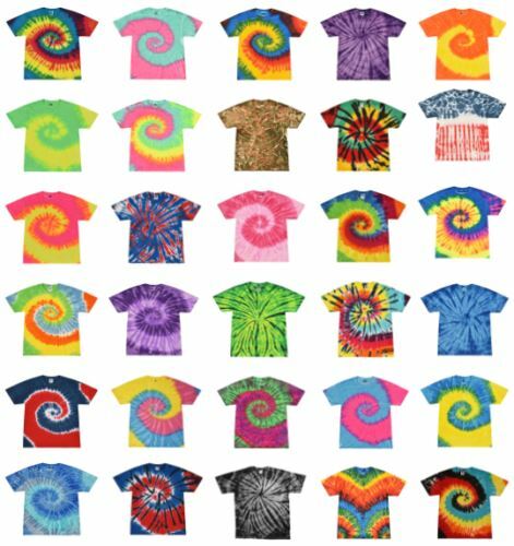 Tie Dye T-Shirts, Adult S M L XL 2XL 3XL, Multi-Color 100% Cotton