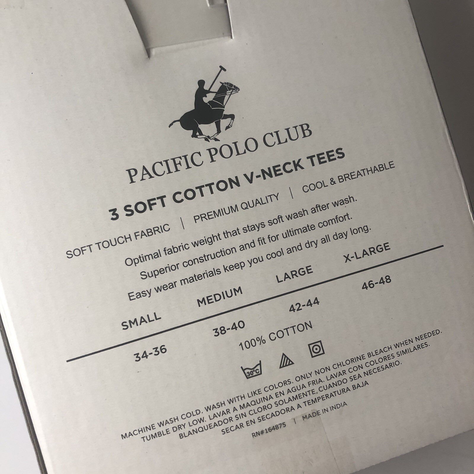 Pacific Polo Club Men’s V-Neck Tees Large Assorted Box of 3 Pack Breathable NIB