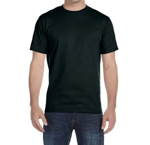 Hanes Men O5280 T-Shirt BLACK Sz 2XL-Large Crewneck Short Sleeve Plain Cotton