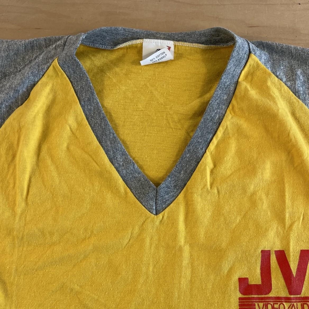 VTG Mid-80s JVC Video/Audio Tape Raglan Short Sleeve Baseball Tee Size 2 XL HTF
