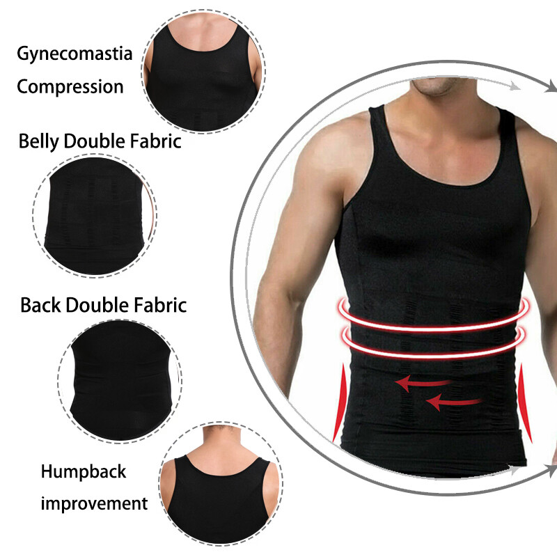 Men Slimming Body Shaper Shirt Chest Belly Tummy Control Vest Compression Tanks