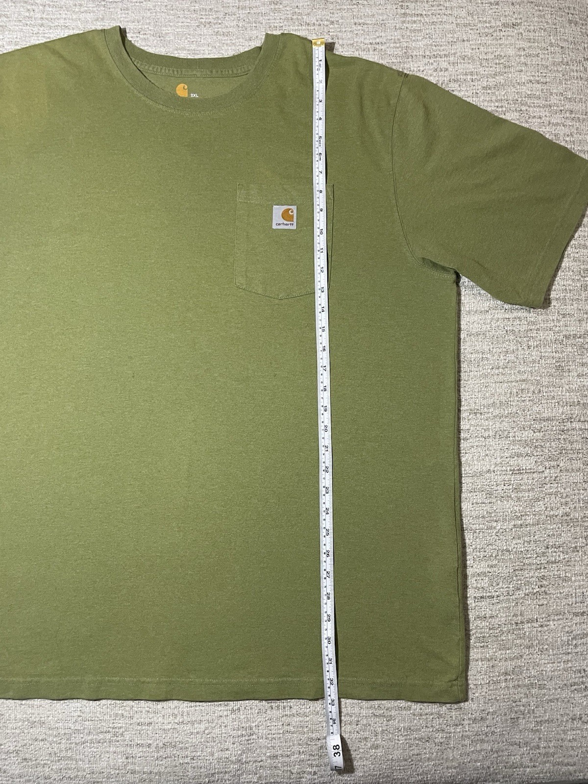 Carhartt Men’s 2XL T-Shirt Green Pocket Original Fit Crew Neck Cotton Heavyweigh