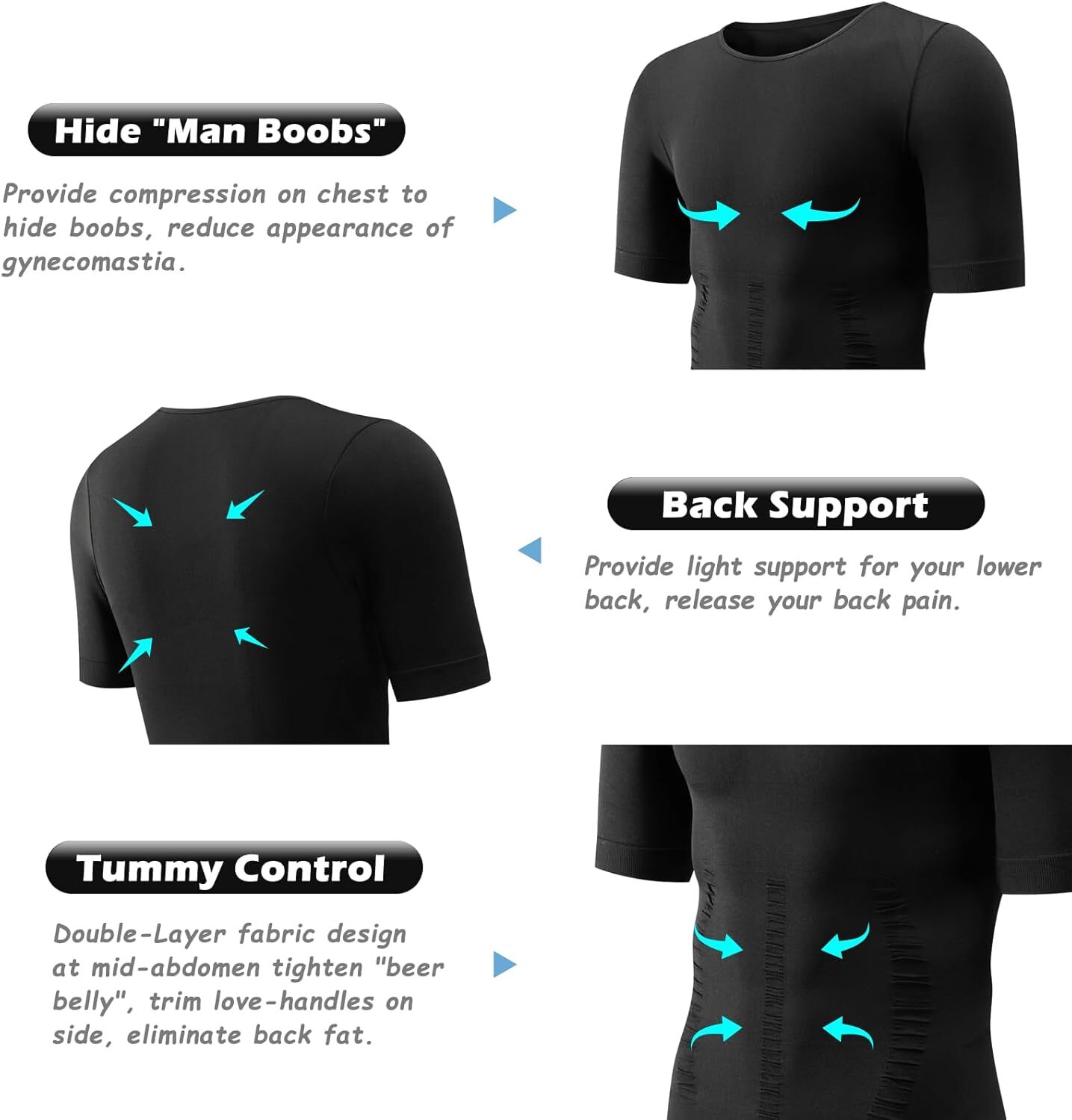 Mens Compression Shirt Slimming Body Shaper Tight Tank Top Breathable Underwear