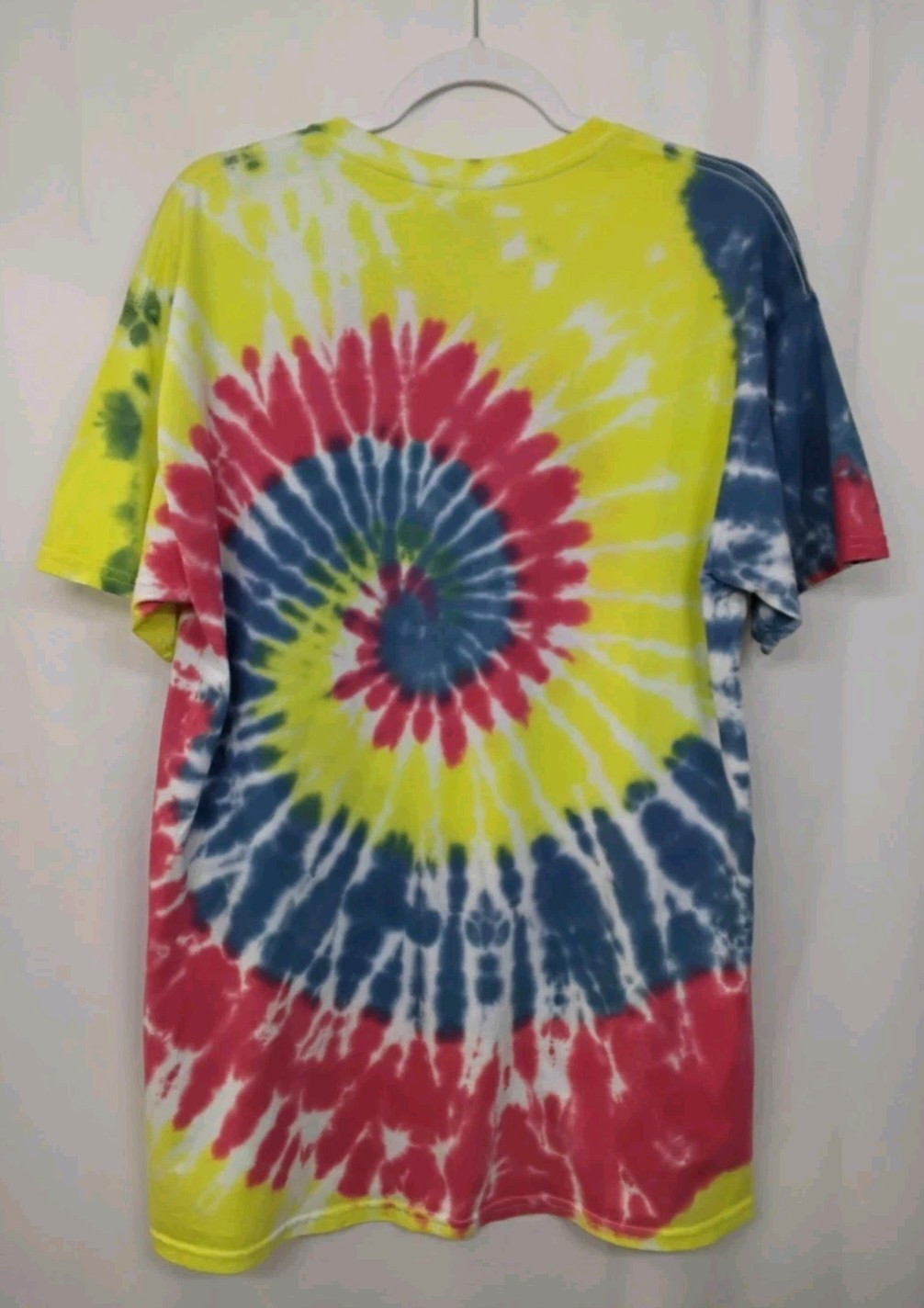 New Tie Dye Men’s T-Shirt Yellow Red Adult Large Multicolor Summer Swirl Spiral