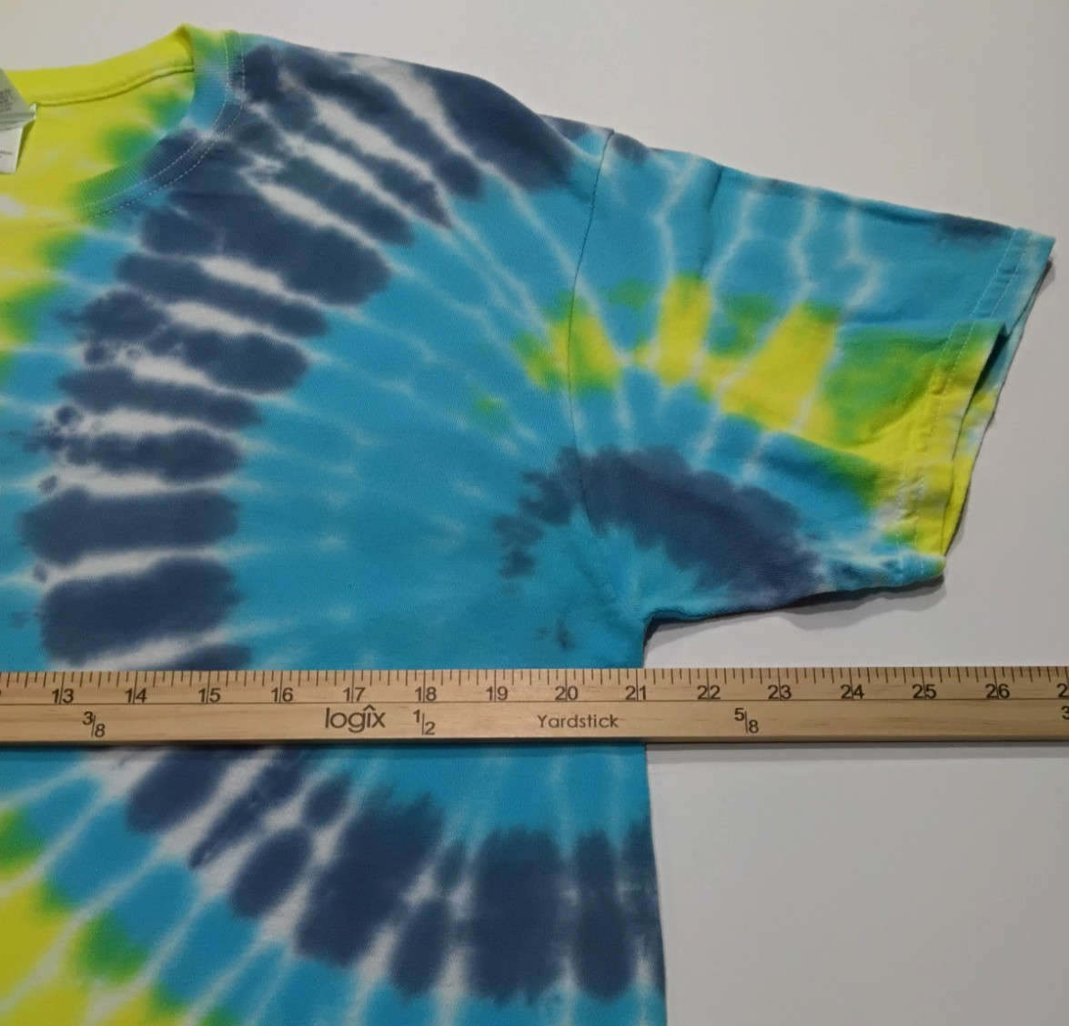 New Tie Dye Men’s T-Shirt Yellow Blue Adult Large Multicolor Summer Spiral