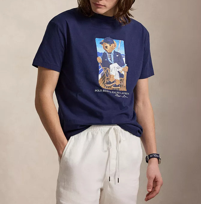 *NEW* Men Polo Ralph Lauren Classic Fit Bear Graphic Tee NAVY (710B18547001) 👍