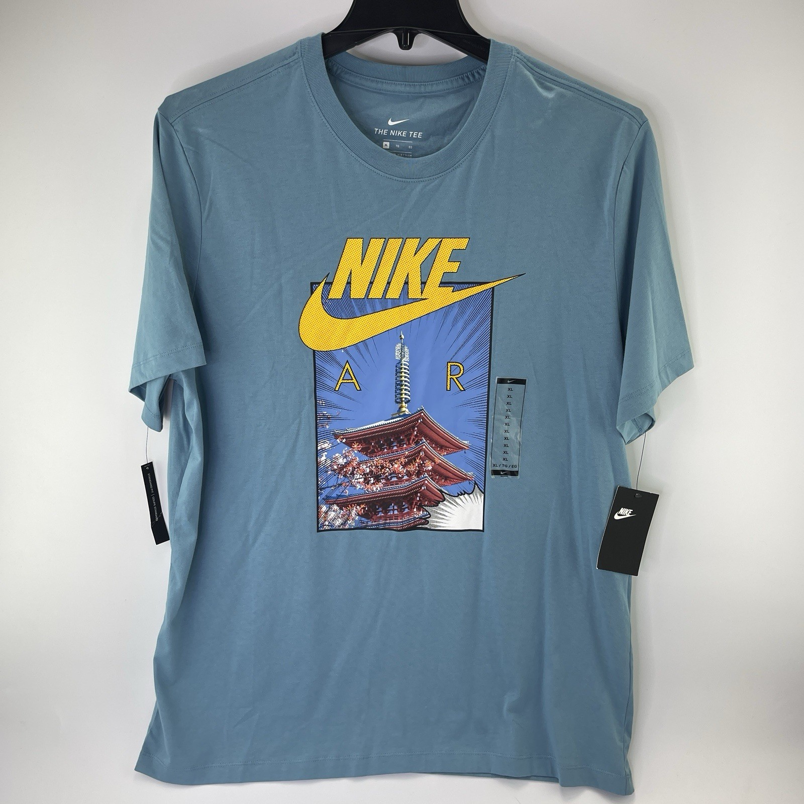 Nike Air Kyoto Temple Japan Graphic T-shirt Men XL Blue Short Sleeve CT6530 424