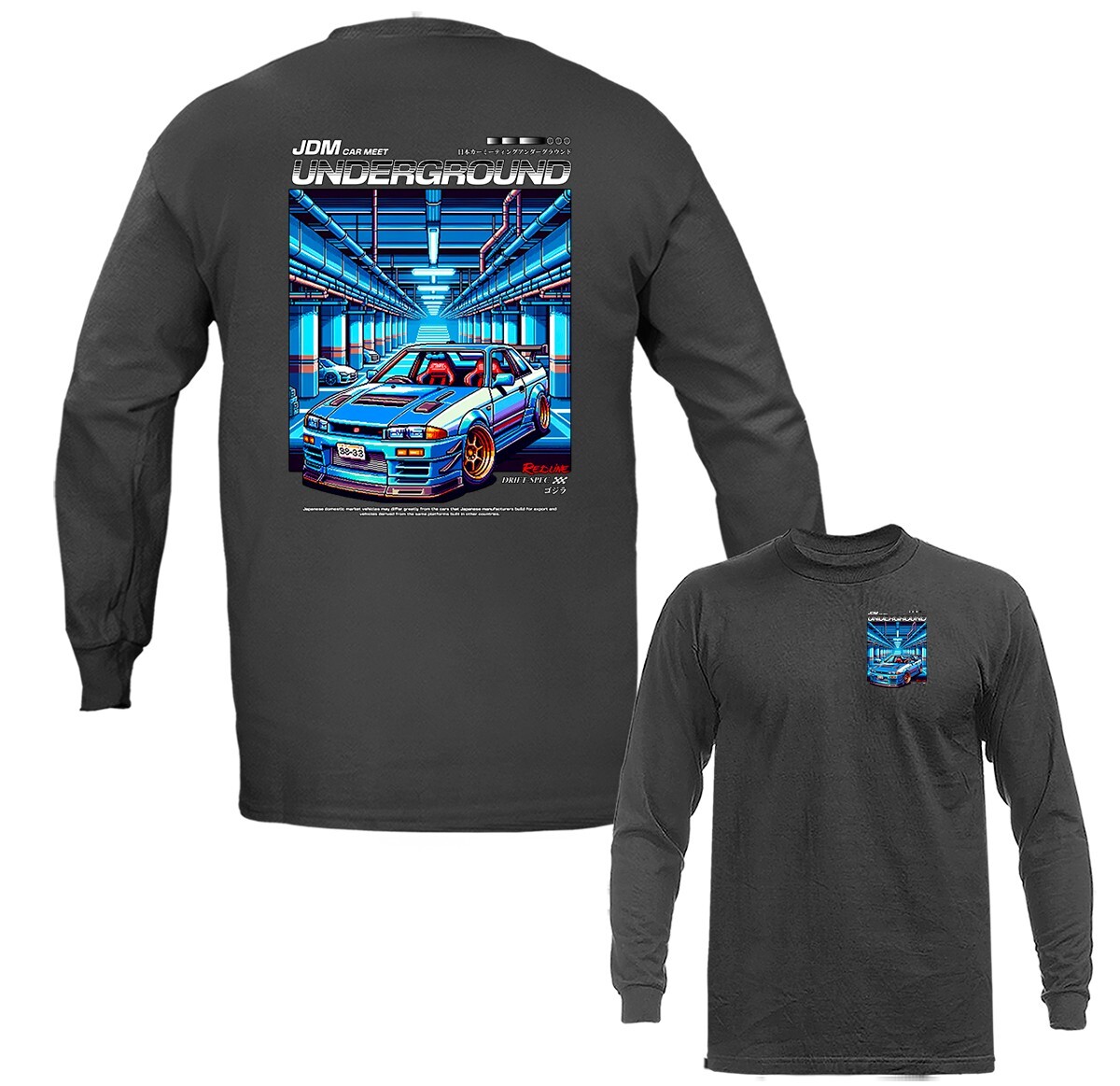 Pixelated JDM Imported Tuned Custom JDM Sports Car Long Sleeve