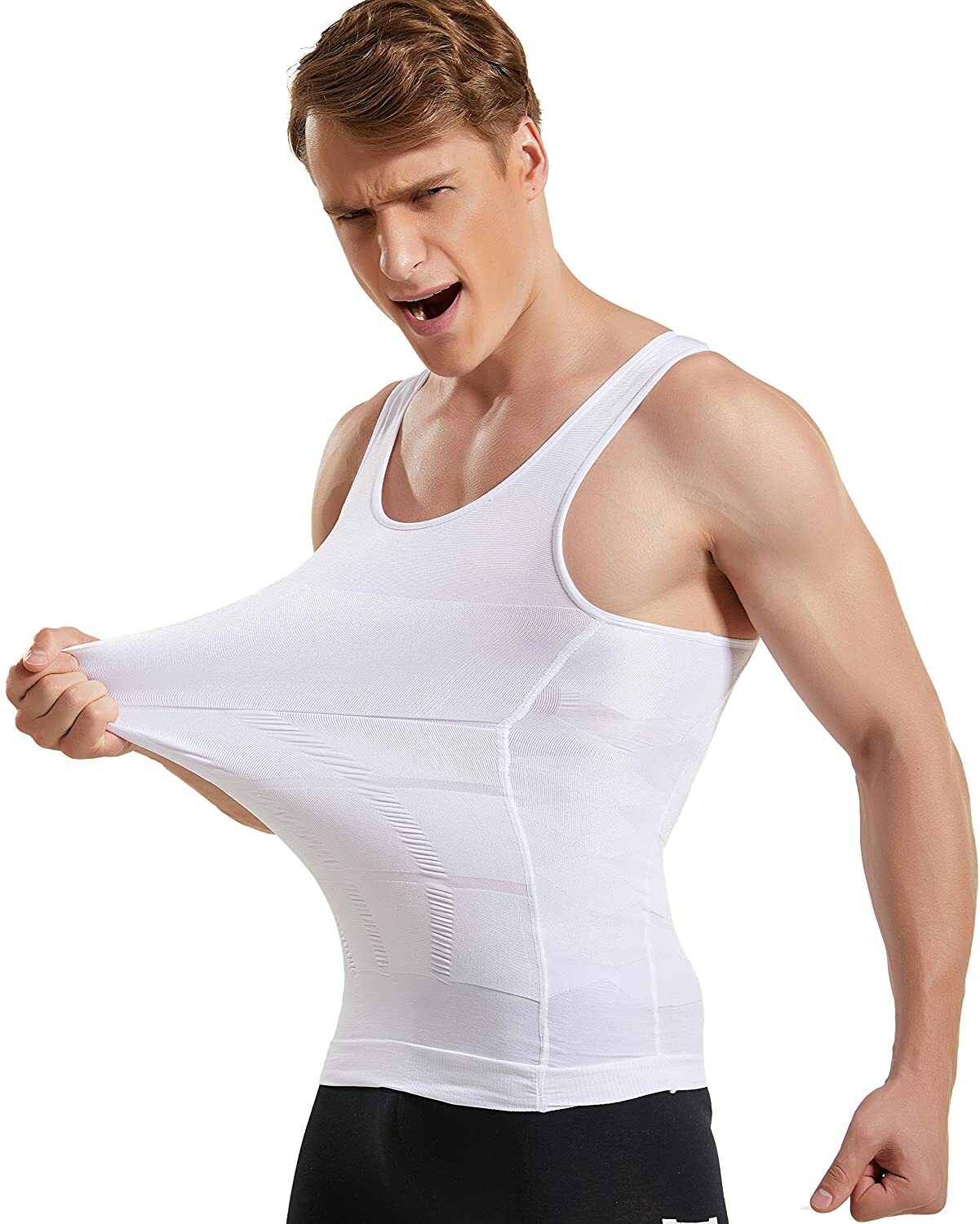 US Men Slimming Body Shaper Posture Corrector Vest Abdomen Compression Tank Tops