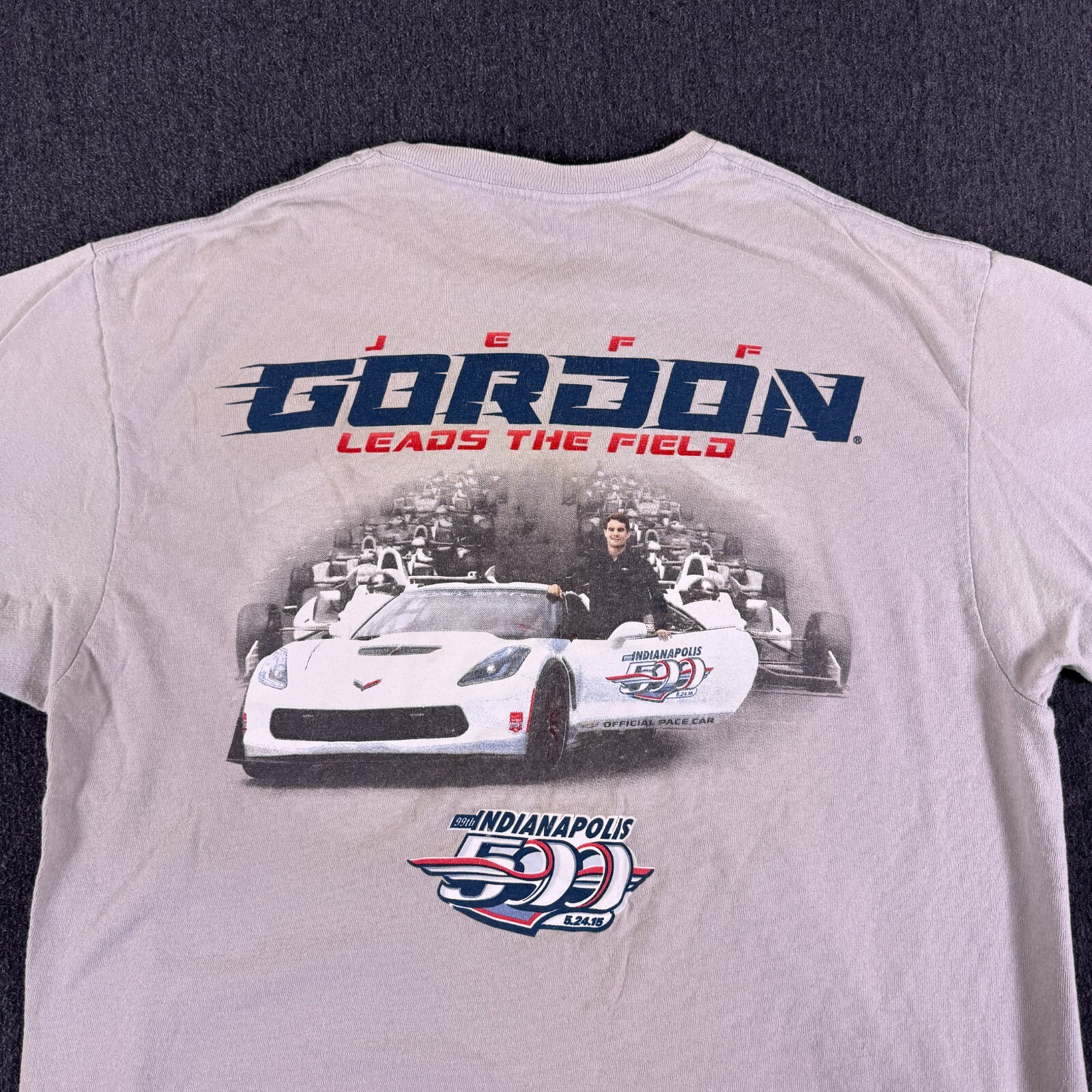 Delta Pro Weight Mens White Jeff Gordon 99th Indianapolis 500 T-Shirt Size Large