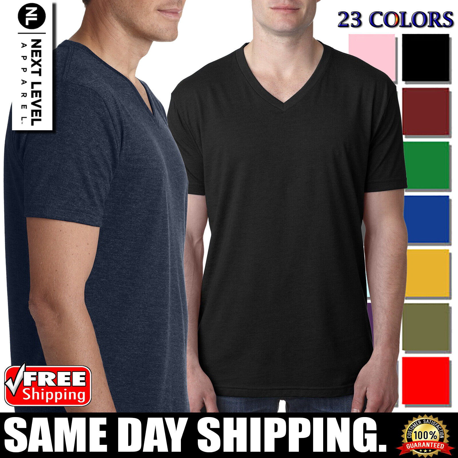 Next Level 6240 Fitted CVC V Neck Cotton Polyester Tee Top T-Shirt