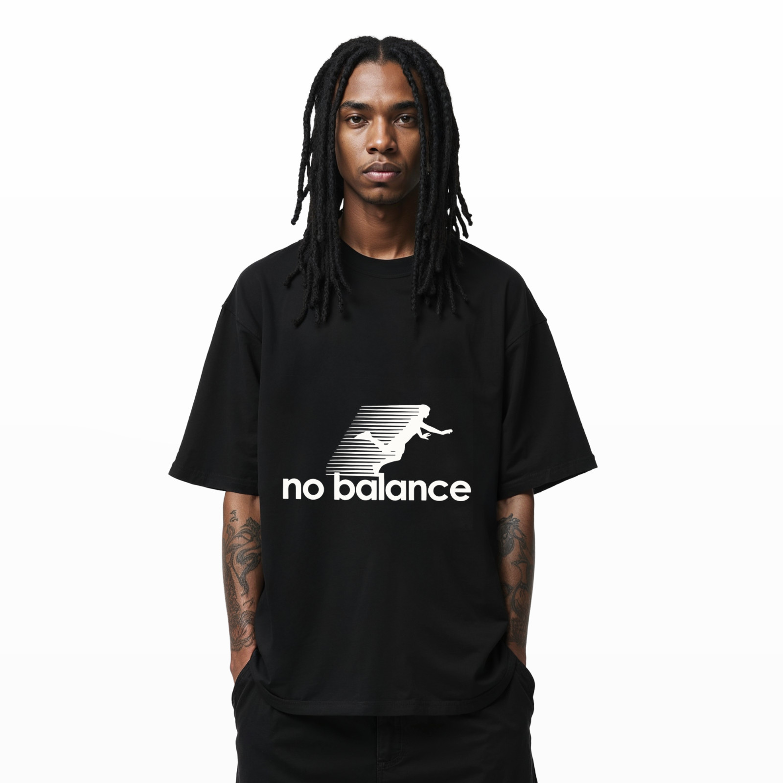 No Balance Funny T-Shirt – Parody Graphic Tee with Falling Silhouette A326