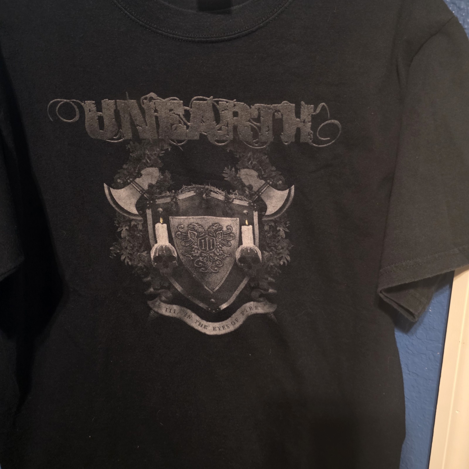 Unearth III In the Eyes of Fire T-shirt Metal Core Black Graphic Tee Size M