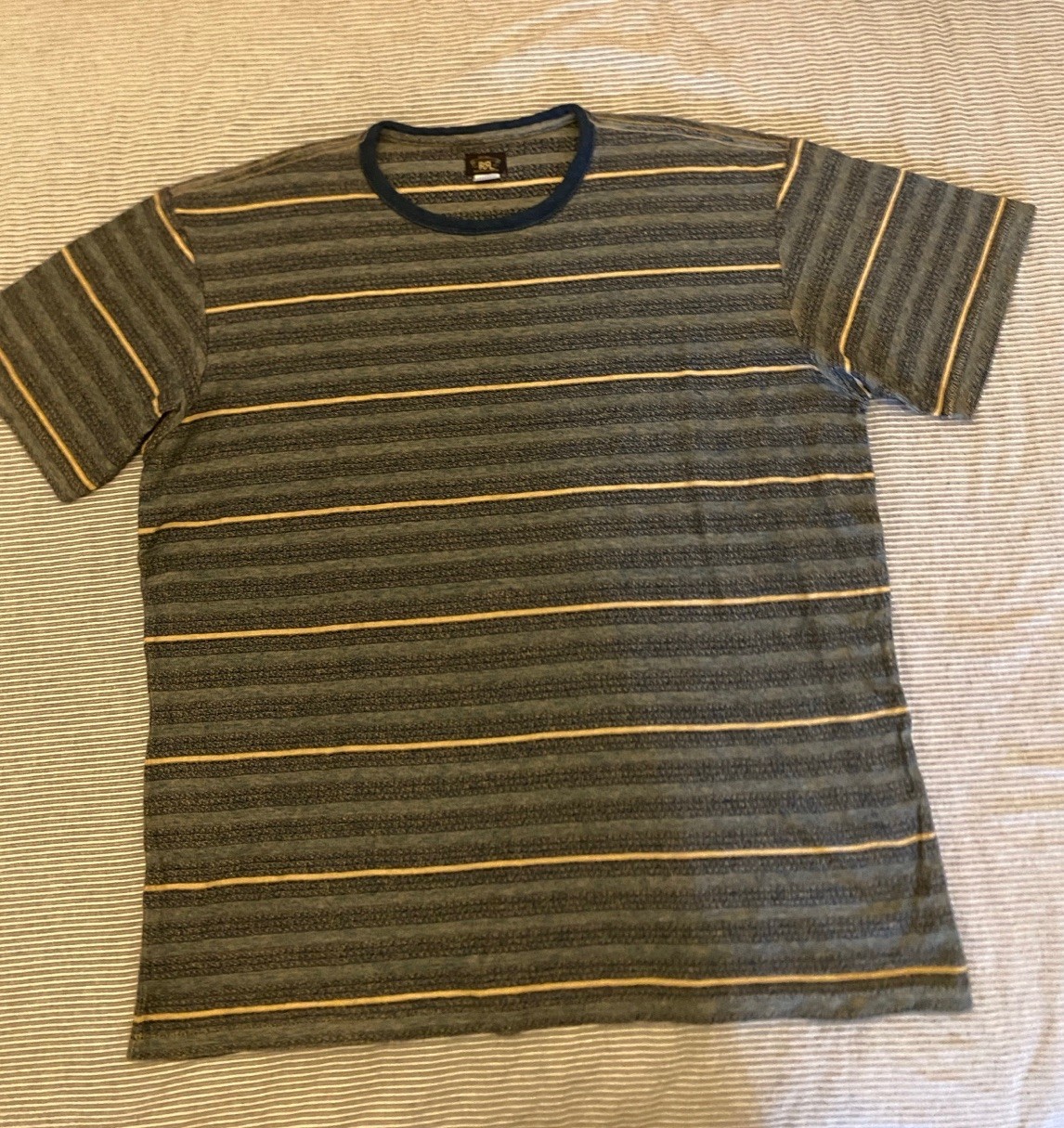 RRL By Ralph Lauren Indigo Striped Jacquard T-ShirtCream/Multi Size XXL