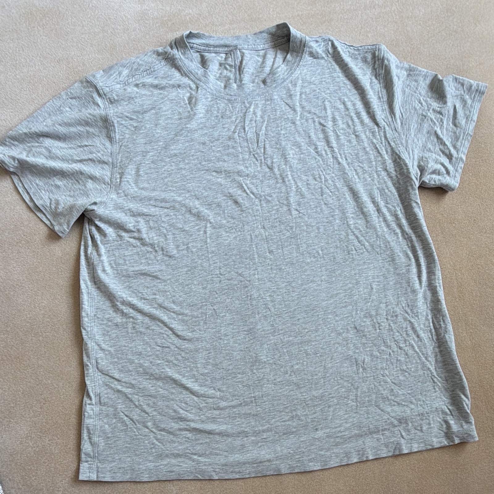 Men’s Gray Solid Jersey T-Shirt, Crew Neck Short Sleeve, Size S Regular Fit