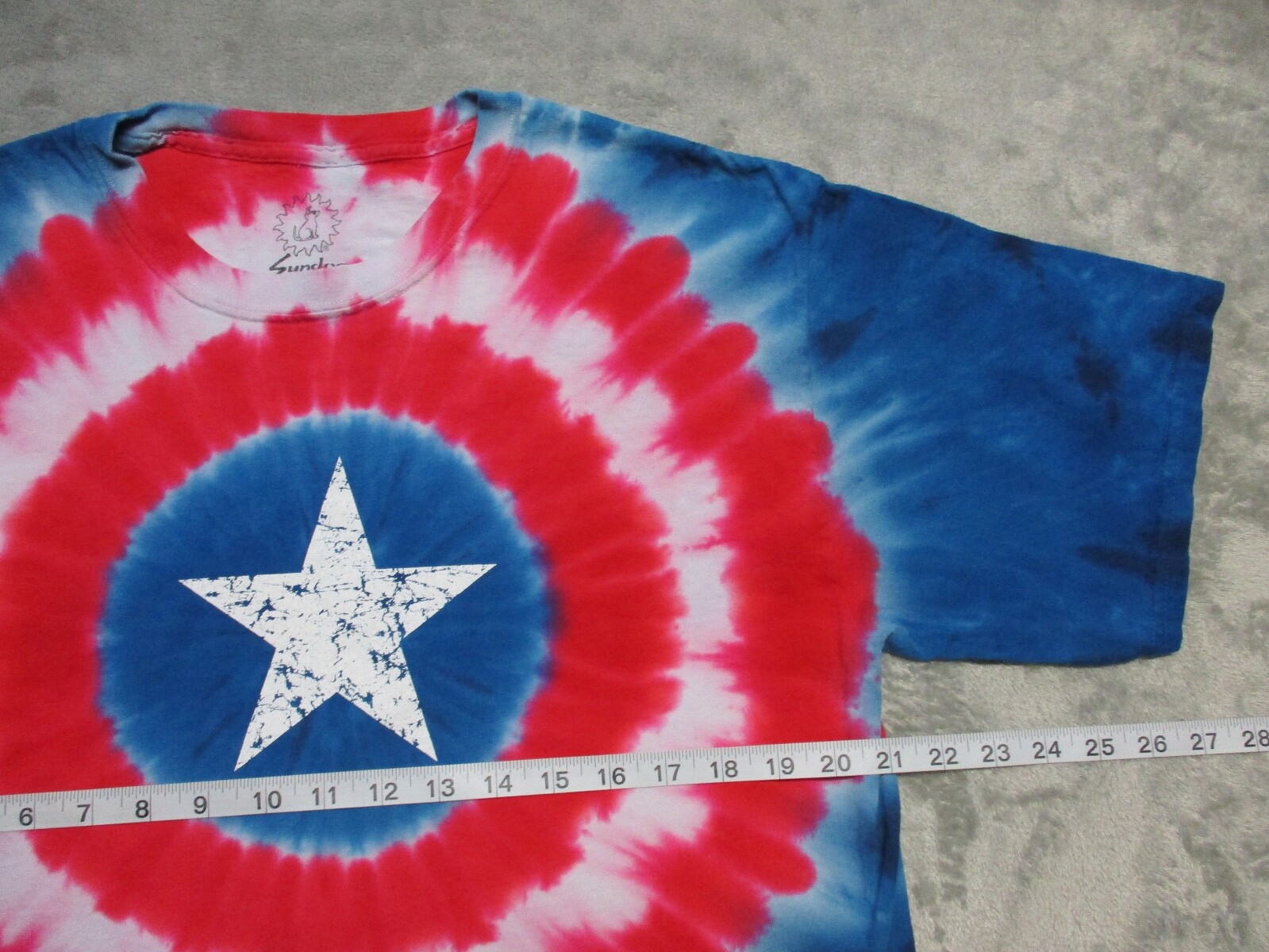 Vintage Marvel Captain America Shirt Mens Large Red Blue Super Hero Tie Dye AOP